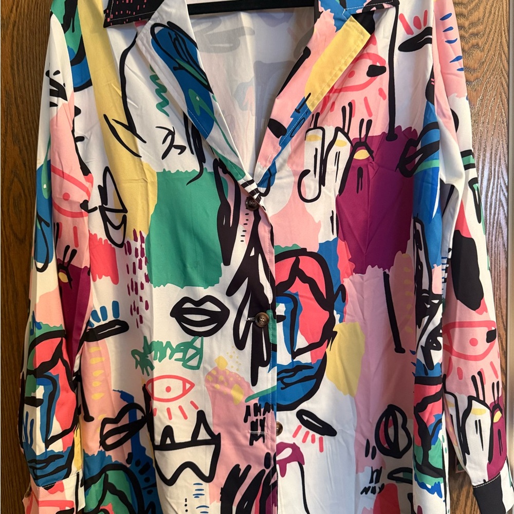 SHEIN Green and White Patterned Jacket